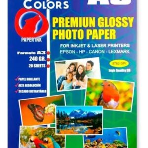 HOJA PAPEL FOTOGRAFICO GLOSSY TABLOIDE A3 - 1 UNIDAD