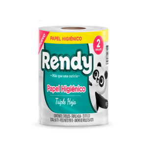 PAPEL HIGIENICO TRIPLE HOJA RENDY 2 ROLLOS