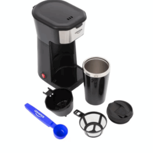 Cafetera UNIVERSAL Personal Negra con cuchara clip medidora